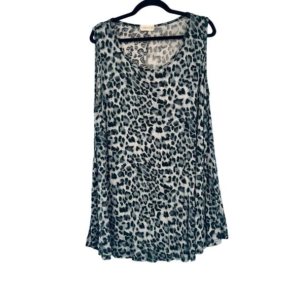 Larace Blue & Grey Leopard Tunic Tank Top 2X - Picture 1 of 6